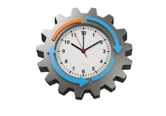 Isolated cogwheel clock illustration symbolizing process automation or time management tools