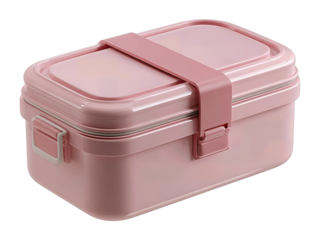 Two-tier bento lunch box with tight latch and flush divider, matte body and clean seams, isolated on transparent background.
