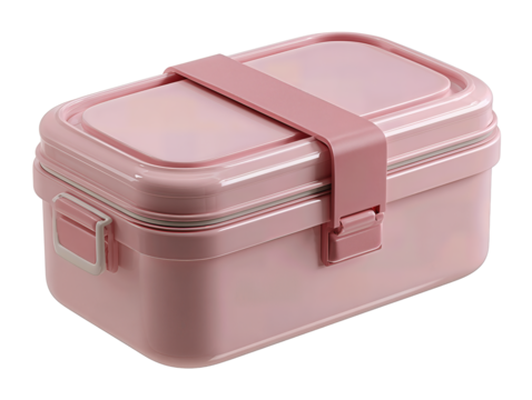 Two-tier bento lunch box with tight latch and flush divider, matte body and clean seams, isolated on transparent background.
