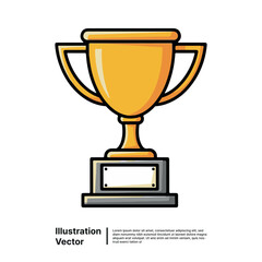 Golden Trophy Award Winning Design Illustration Vector