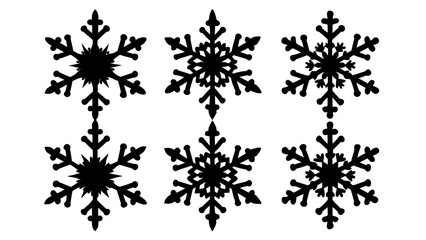 set of snowflake black silhouette  vector,christmas snowflake icon set