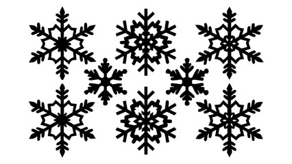 set of snowflake black silhouette  vector,christmas snowflake icon set
