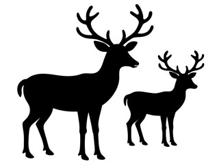 A family of reindeer simple   silhouette vector, reindeer icon