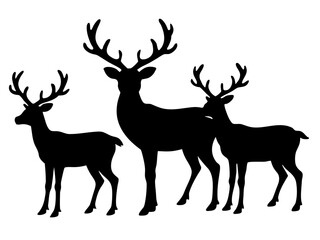 A family of reindeer simple   silhouette vector, reindeer icon