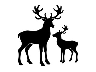 A family of reindeer simple   silhouette vector, reindeer icon