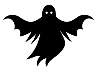 A ghost flying or floating black silhouette vector illustration