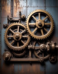 Obraz premium Gears Mechanism, Industrial Wall Art