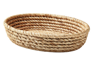 Bread proofing basket crafted from natural rattan, oval shape with clean woven structure, isolated on transparent background.
