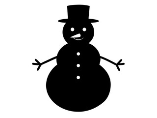 Snowman simple  silhouette vector,winter Snowman vector icon