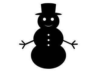 Snowman simple  silhouette vector,winter Snowman vector icon