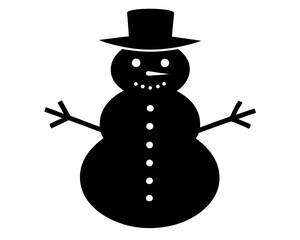 Snowman simple  silhouette vector,winter Snowman vector icon