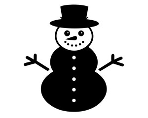 Snowman simple  silhouette vector,winter Snowman vector icon