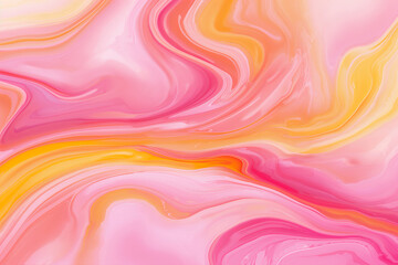 Fototapeta premium Swirling pink and orange liquid abstract background paint