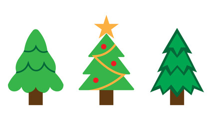 Minimalist Christmas Tree Icons – Simple Geometric Holiday Vector Set