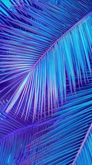 Vibrant Blue and Purple Tropical Leaves Pattern