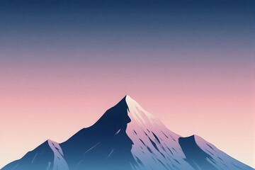 Majestic mountain peak under a pink and blue sky.