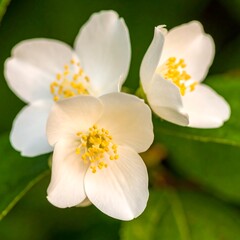 Close-up of three white flowers