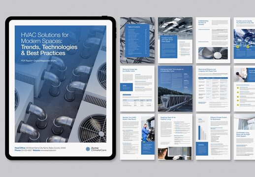 Digital Brochure & Report Template with Blue & White Corporate Whitepaper Theme