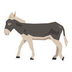 Donkey vector illustration. Farm, domestic animal concept. Flat vector style, geometric shape.