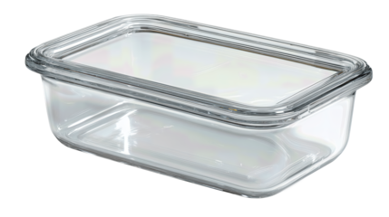 Dough proofing box with clear rectangular body and tight flat lid, transparent surfaces controlled for clarity, isolated on transparent background.
