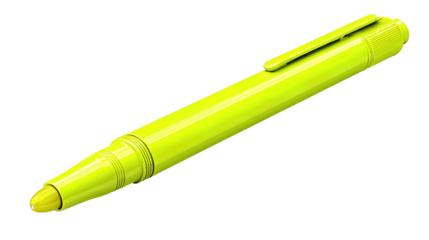 Highlighter marker with capped chisel tip, elongated matte barrel and clean clip detail, crisp finish, isolated on transparent background.
