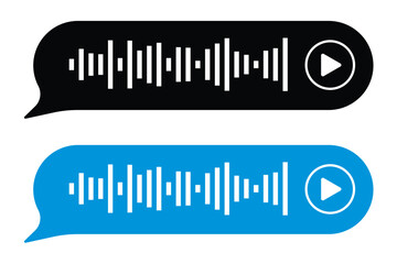 Voice message equalizer vector set. Audio sound wave bar for podcast. Graphic design element for mobile app interface in eps 10.