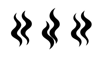 Three black smoke trails, a simple and elegant graphic design element for illustrating heat, steam, and aroma