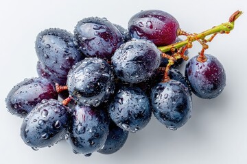 Fresh purple grapes with water droplets