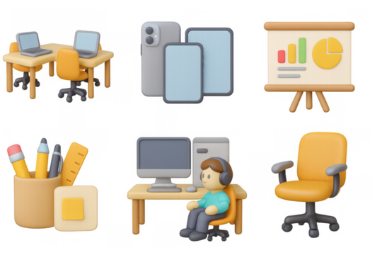 3d office setup with devices and accessories for a modern workspace - Powered by Adobe