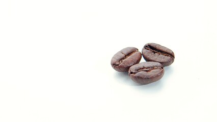 Roasted coffee beans isolated on white background