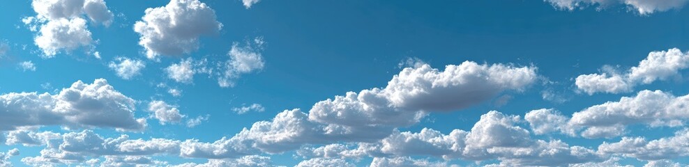 Fototapeta premium Vast blue sky dotted with fluffy white clouds (1)