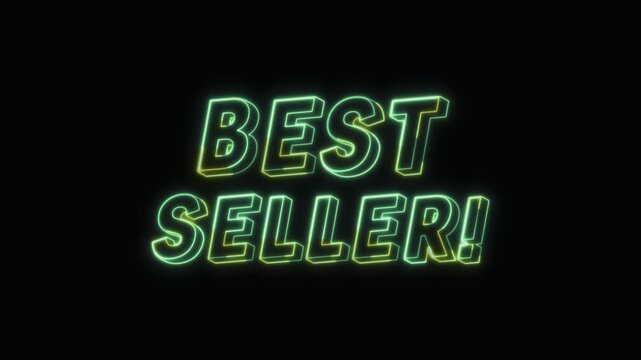  Bestseller Text Neon Seamless Loop 4K Glowing Typography Animation for VFX and Video Editing