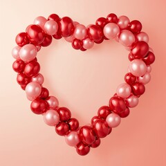 Obraz premium A heart-shaped frame of red and pink balloons for romance and affection.