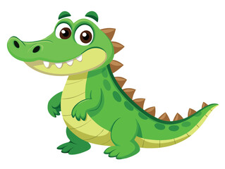 Cartoon crocodile standing isolated on white background with a friendly smile