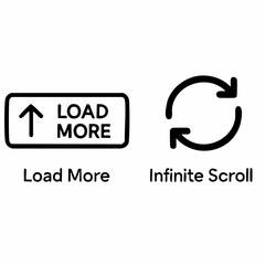 Fototapeta premium Load More Button versus Infinite Scroll comparison for websites