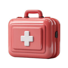 Obraz premium Red medical kit case with white plus sign