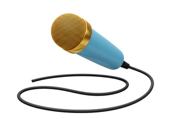 Isolated Golden Grill Mic on a Cord for Singing and Karaoke Microphone Audio Equipment