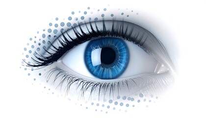 Fototapeta premium Bright Blue Human Eye with Digital Effect - Vision and Technology.