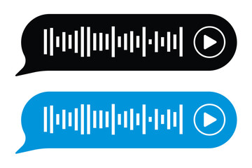 Voice message equalizer vector set. Audio sound wave bar for podcast. Graphic design element for mobile app interface in eps 10.