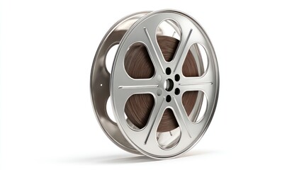 Obraz premium Silver film reel on white background (1)