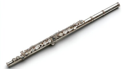 Silver flute on white background (2)