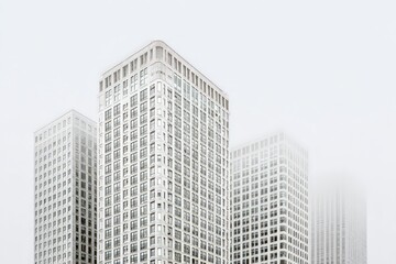 Obraz premium Modern City Buildings in Fog