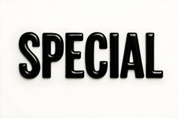 Announce your special deal now! Shiny black letters spell out SPECIAL on clean white background