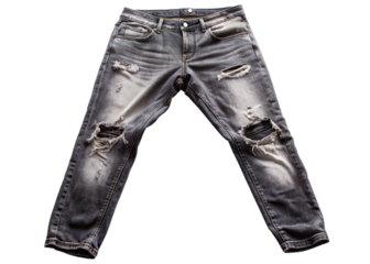 Distressed black jeans Isolated on white background