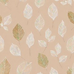 Delicate Leaf Pattern On Beige Background