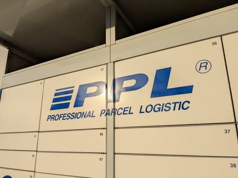 Prague,Czech Republic-October 8 2025: PPL Box is an automated parcel locker system providing secure and convenient package collection and drop-off for online shoppers.	

