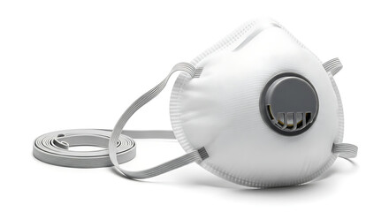 High resolution studio photograph of respirator mask on clean white background with bright even lighting