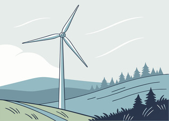 Renewable Energy Wind Turbine Illustration
