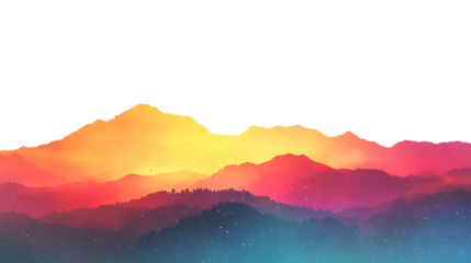 Aurora borealis silhouette with gradient colors in the sky isolated on transparent background