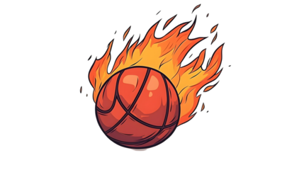 Basketball on fire vector illustration flaming basketball isolated on transparent background